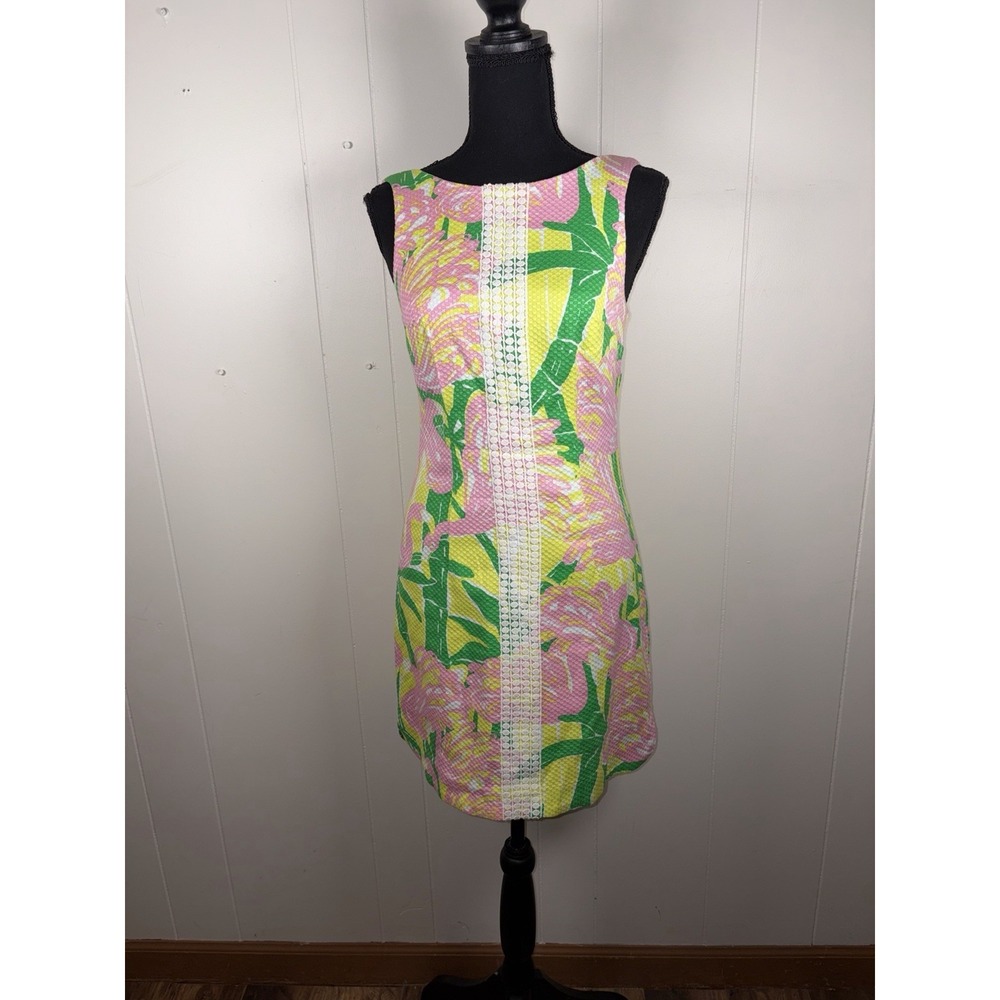 Lilly Pulitzer for Target Fan Dance Women's Size 2‎ Yellow Green Pink Summer EUC